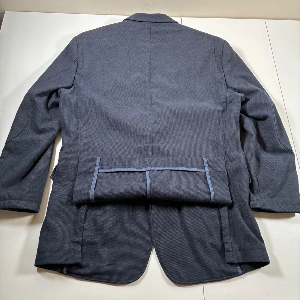 Joseph Abboud Unstructured Blazer Medium 42 Blue Textured Elbow Patch Sport Coat